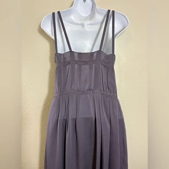 Lanvin Ete 2006 Y2K VTG 100% Silk Deep Lavender double drawstring waist dress 38 - Picture 10 of 12